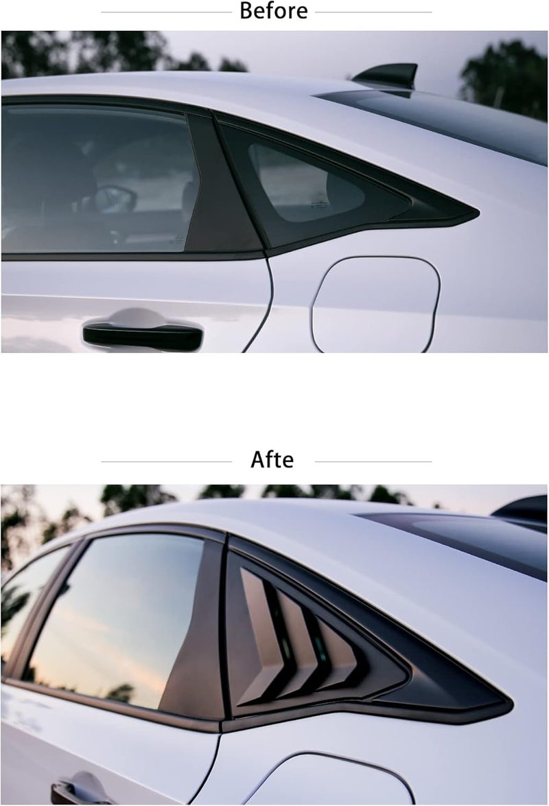 CKE for 11th Gen Civic Sedan Compatible with Honda Civic 2026 2025 2024 2023 2022 Accessories Car Exterior Rear Side Window Louvers Air Vent Scoop Shades Cover Blinds -Matt Black - Image 3